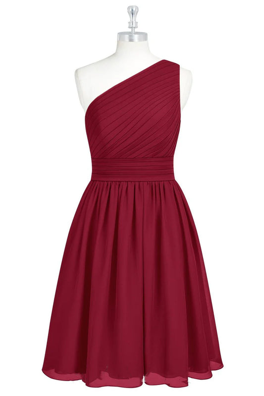 Chiffon One-Shoulder A-Line Short Bridesmaid Dress