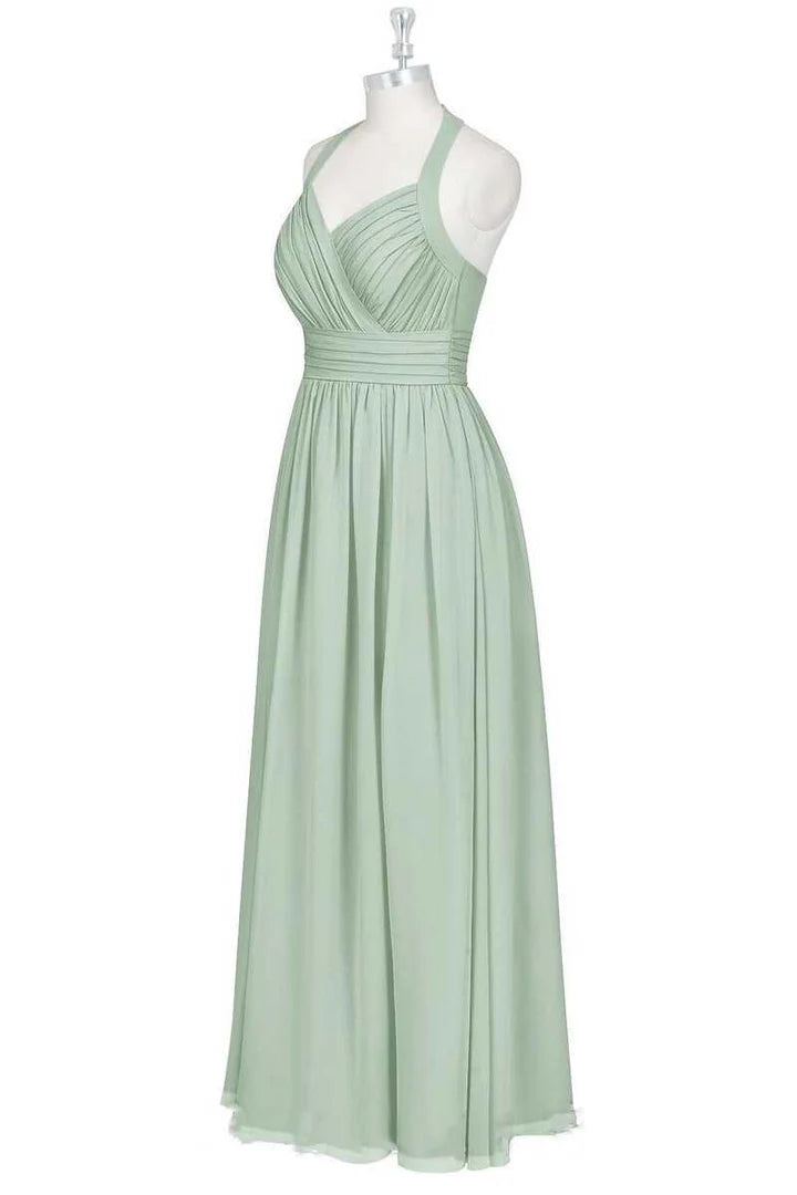 Halter A-Line Bridesmaid Dress with Slit