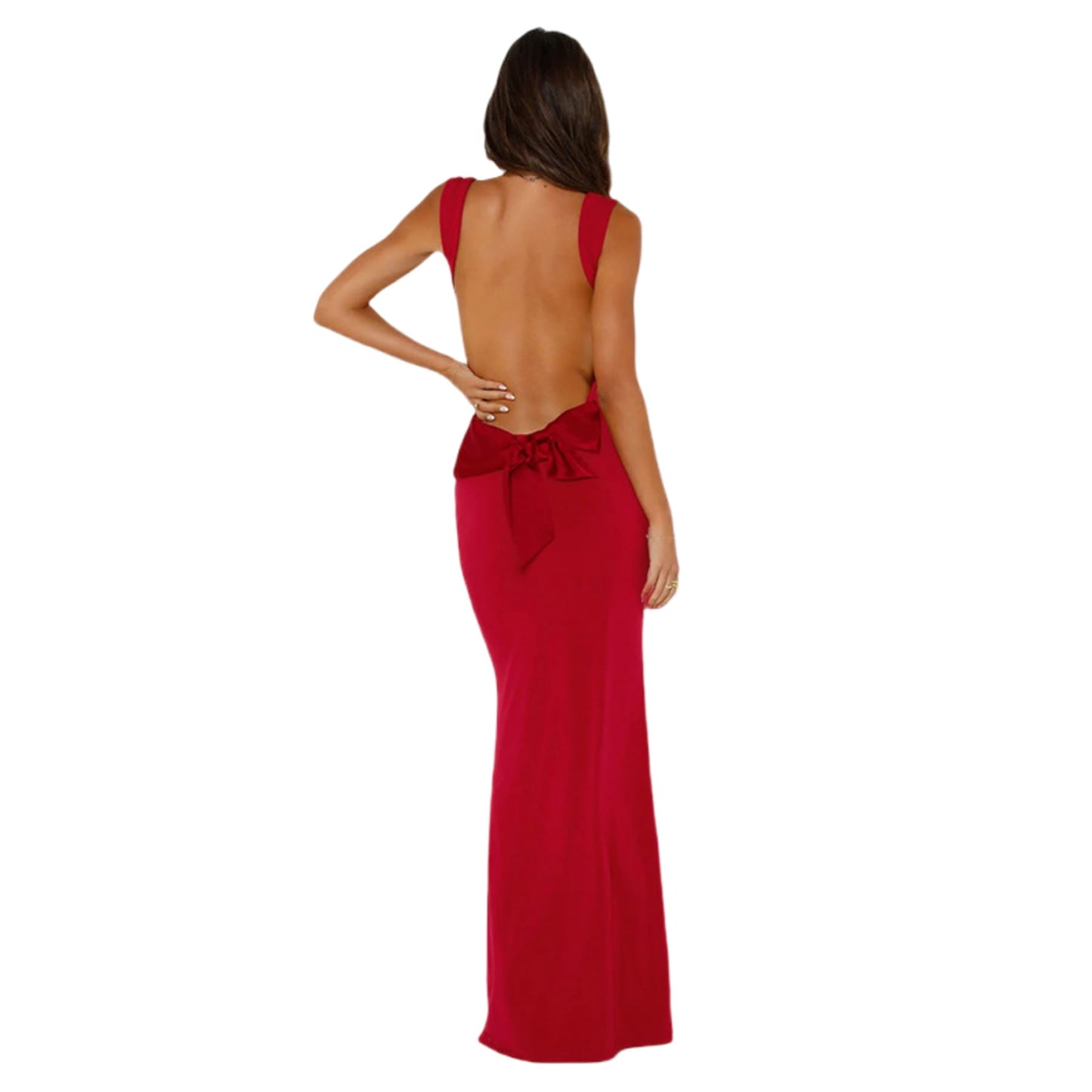 Wedding Guest Dresses Women's Sexy Cowl Neck Sleeveless Backless Maxi Dress Elegant Satin Bowknot Long Dress Floor Length Evening Gown Formal Dresses