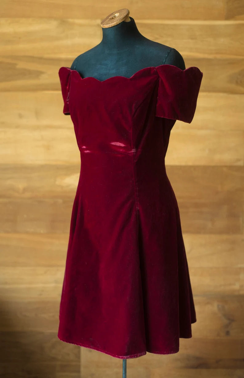 Velvet Dress Short skirt Off Shoulder Christmas Dress Formal Wear Dresses Wedding Guest Dress Evening Dress