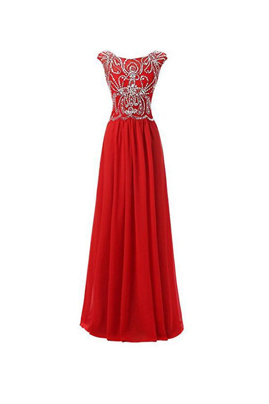 Floor Length Bridesmaid Dress Cap Sleeves Chiffon Gown