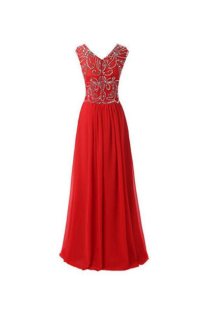 Floor Length Bridesmaid Dress Cap Sleeves Chiffon Gown