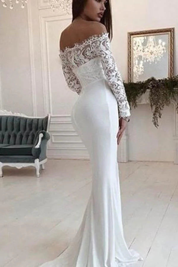 Gorgeous Scoop White Mermaid Long Wedding Dress