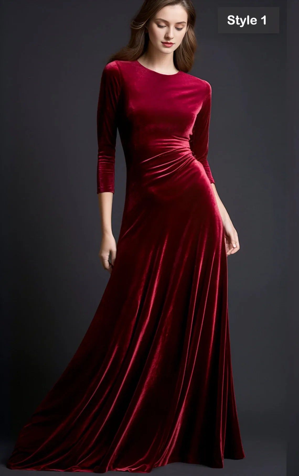 Refined Vintage Velvet Dress Autumn Winter Customized version Simple Elegance Bridesmaid Gown