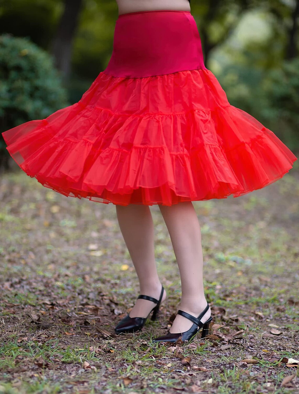 Girl Under Skirt Petticoat Hoop Skirt Half Slip Knee Length Solid Colored Petticoat