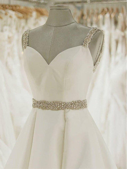 Ball Gown Wedding Dresses Spaghetti Strap Beaded Bridal Dress