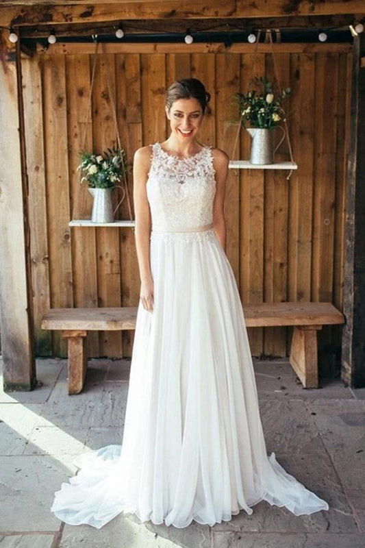 Beach Wedding Dress Lace Boho Bridal Gown With Train
