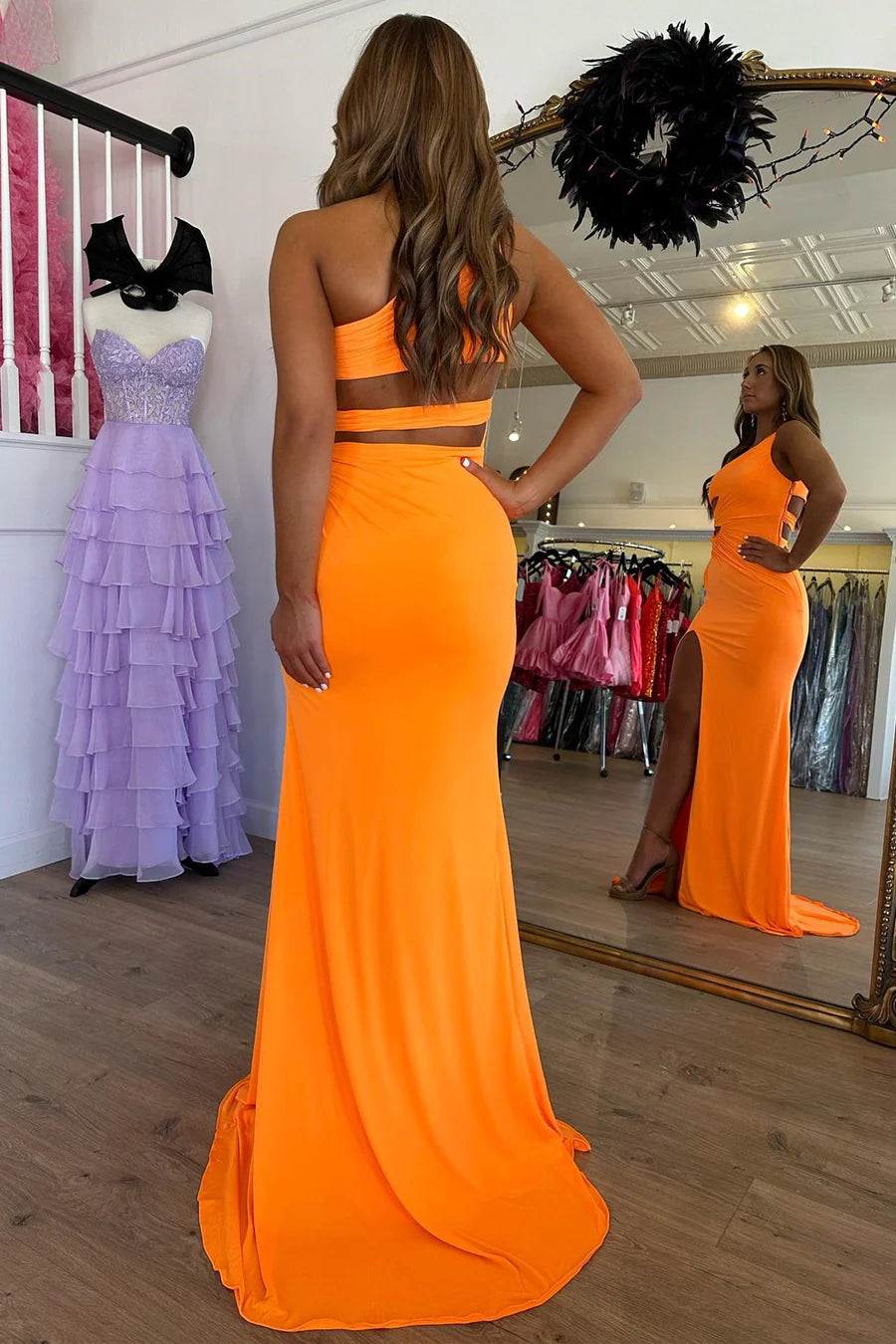 One-Shoulder Cutout Mermaid Long Formal Dress