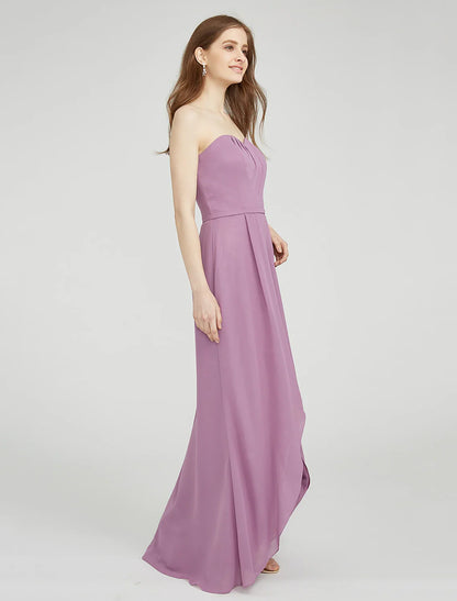 Sheath / Column Sweetheart Neckline Asymmetrical Chiffon Bridesmaid Dress