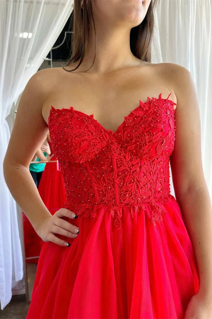 Sweetheart Corset Ruffle Prom Dress Formal Gown