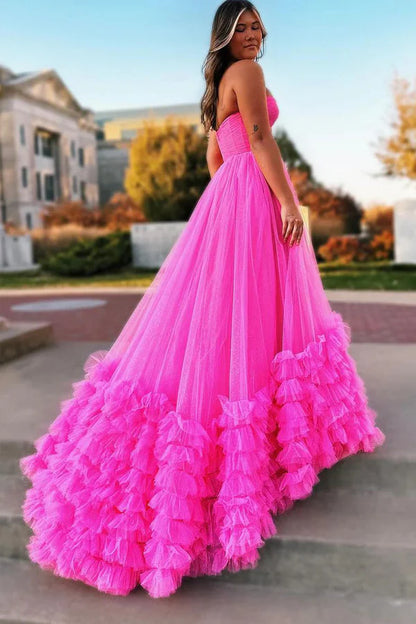 Sweetheart Tulle Long Prom Dresses Princess Dresses