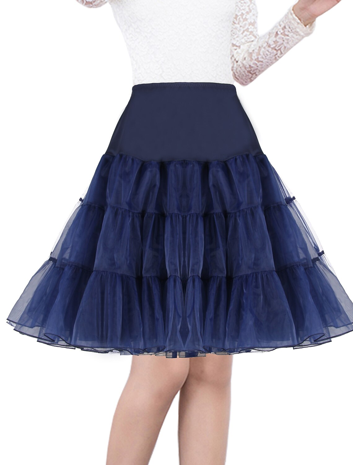 Girl Under Skirt Petticoat Hoop Skirt Half Slip Knee Length Solid Colored Petticoat