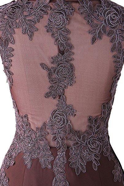 Mermaid Prom Dress Lace Appliques Sheer Back Bridesmaid Dress