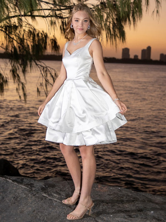 A-Line/Princess Satin Ruffles Sweetheart Sleeveless Short/Mini Homecoming Dresses