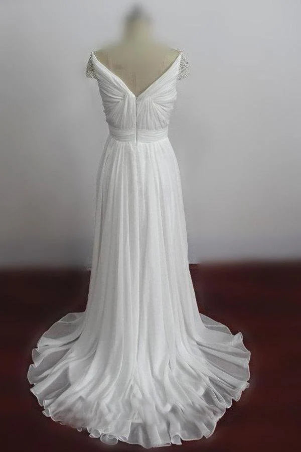 Nice Long Wedding Dresses With Chiffon A-line/Princess Zipper