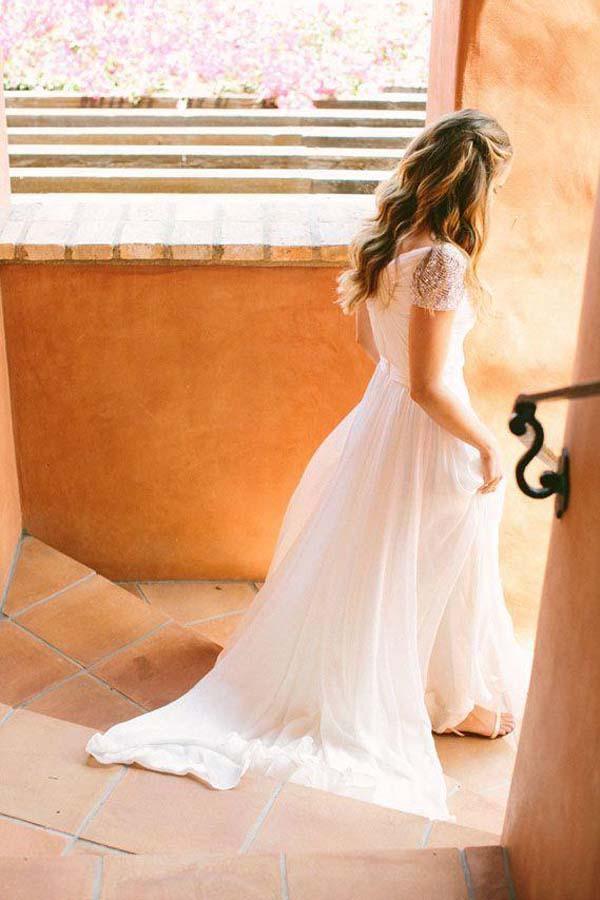 Nice Long Wedding Dresses With Chiffon A-line/Princess Zipper