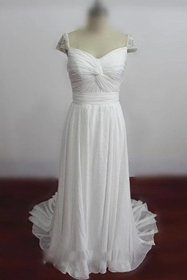 Nice Long Wedding Dresses With Chiffon A-line/Princess Zipper