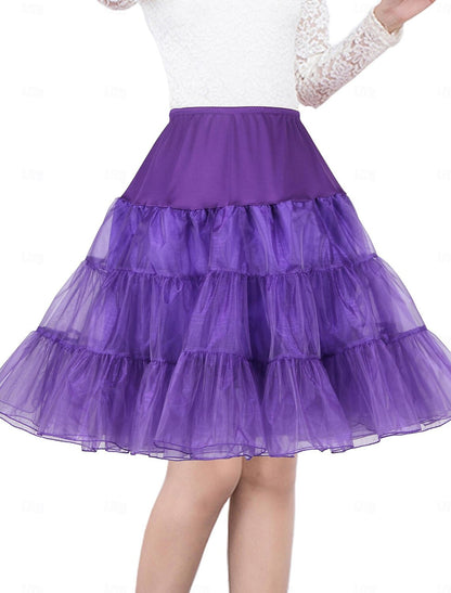 Girl Under Skirt Petticoat Hoop Skirt Half Slip Knee Length Solid Colored Petticoat