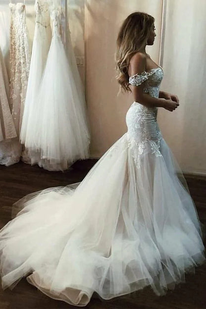 Off The Shoulder Mermaid Wedding Dresses Bridal Gown