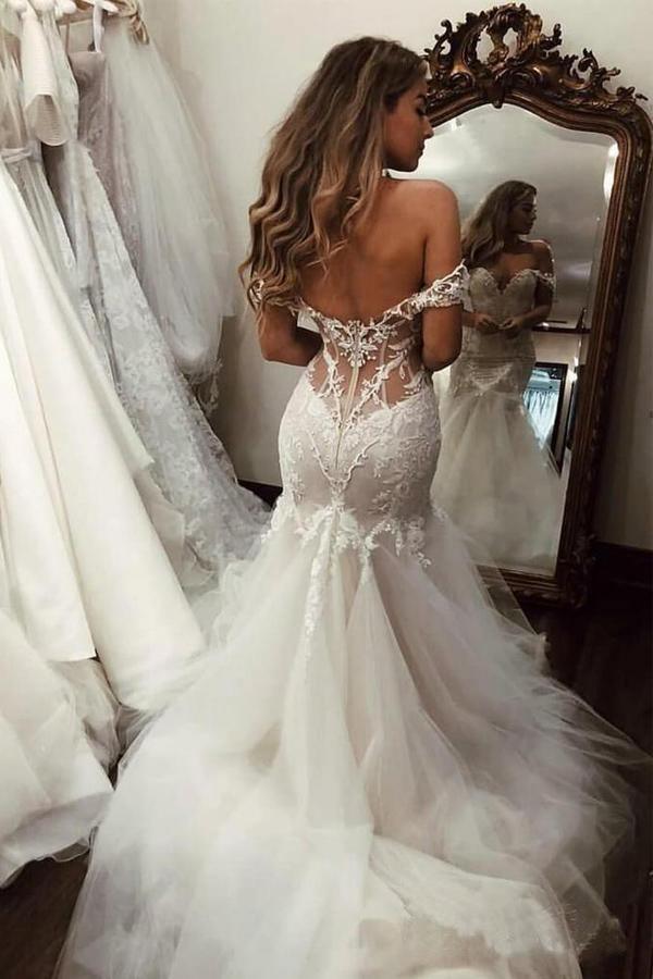 Off The Shoulder Mermaid Wedding Dresses Bridal Gown