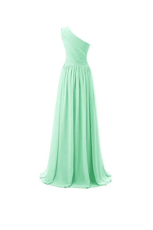 One Shoulder Bridesmaid Dresses Chiffon Prom Evening Dress