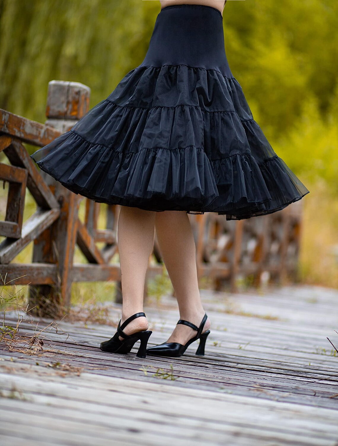 Girl Under Skirt Petticoat Hoop Skirt Half Slip Knee Length Solid Colored Petticoat