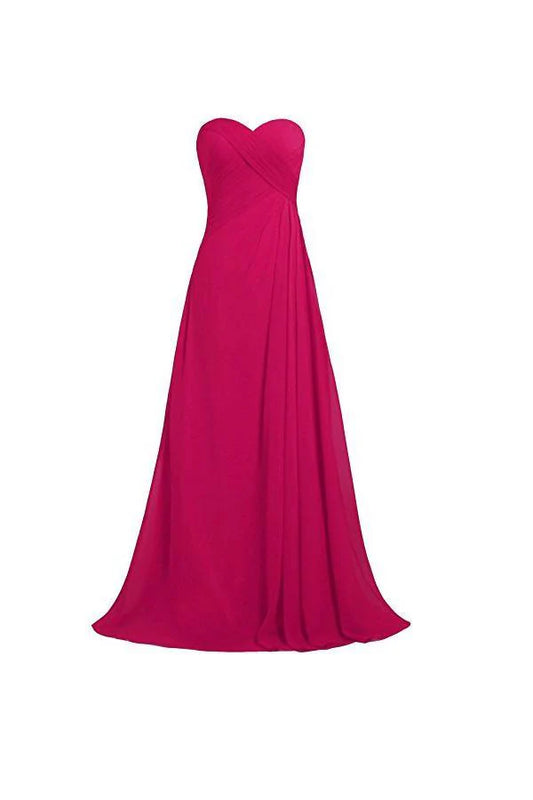 Strapless Long Bridesmaid Dresses Chiffon Wedding Prom Gown