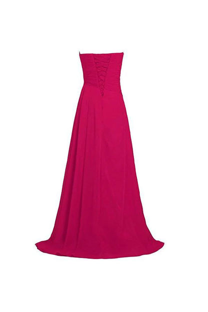 Strapless Long Bridesmaid Dresses Chiffon Wedding Prom Gown