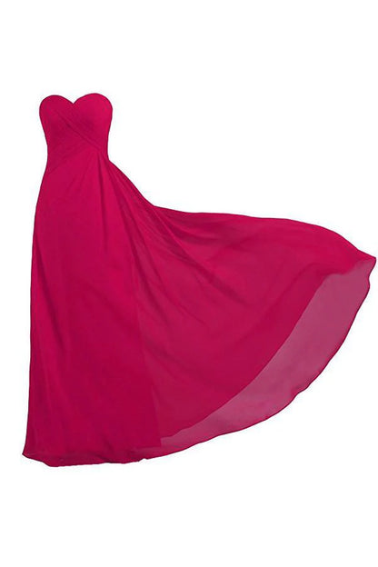 Strapless Long Bridesmaid Dresses Chiffon Wedding Prom Gown