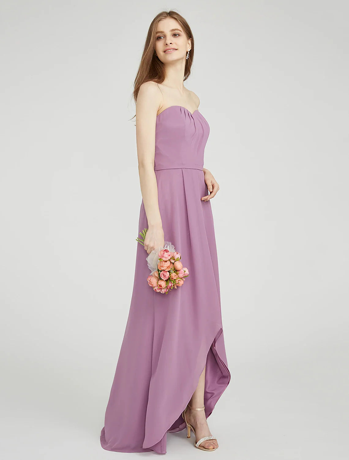 Sheath / Column Sweetheart Neckline Asymmetrical Chiffon Bridesmaid Dress