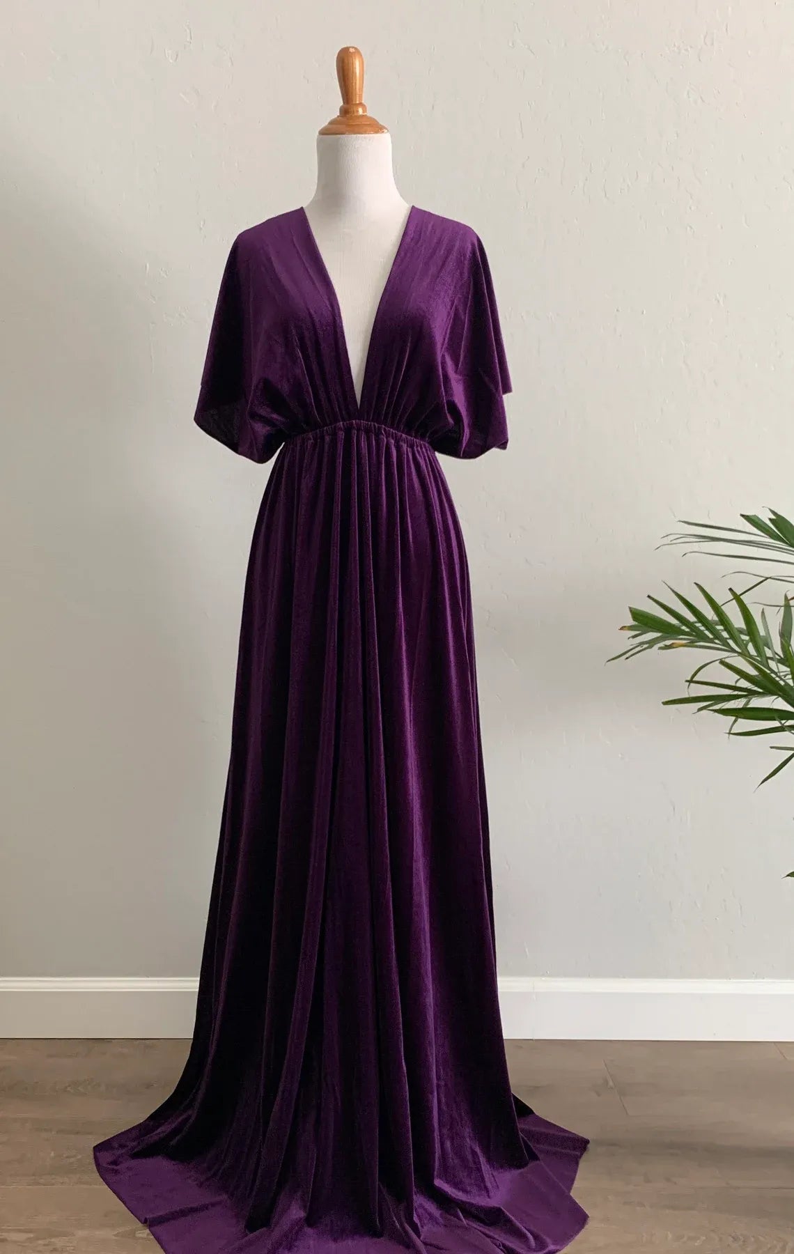 Customized version Autumn Winter Velvet long dress wrap dress wrinkle fantastic Unique velvet bridesmaid dress