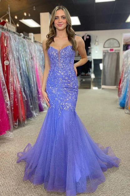 Gorgeous Mermaid Straps  Long Prom Dress with Appliques