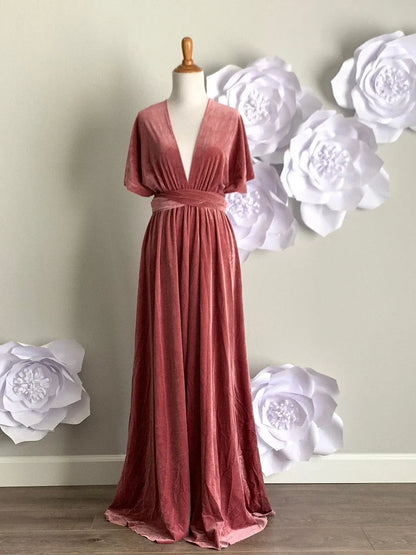 Customized version Autumn Winter Laziness Velvet dress Elegant Dignified long Wrap oneself up dress Velvet Bridesmaid Dress