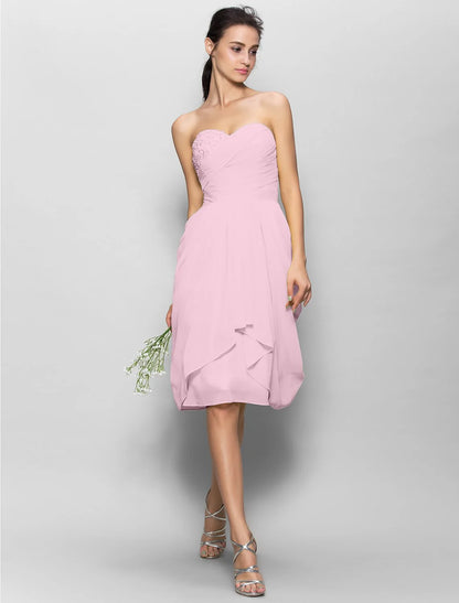 A-Line Sweetheart Neckline Knee Length Chiffon Bridesmaid Dress with Appliques