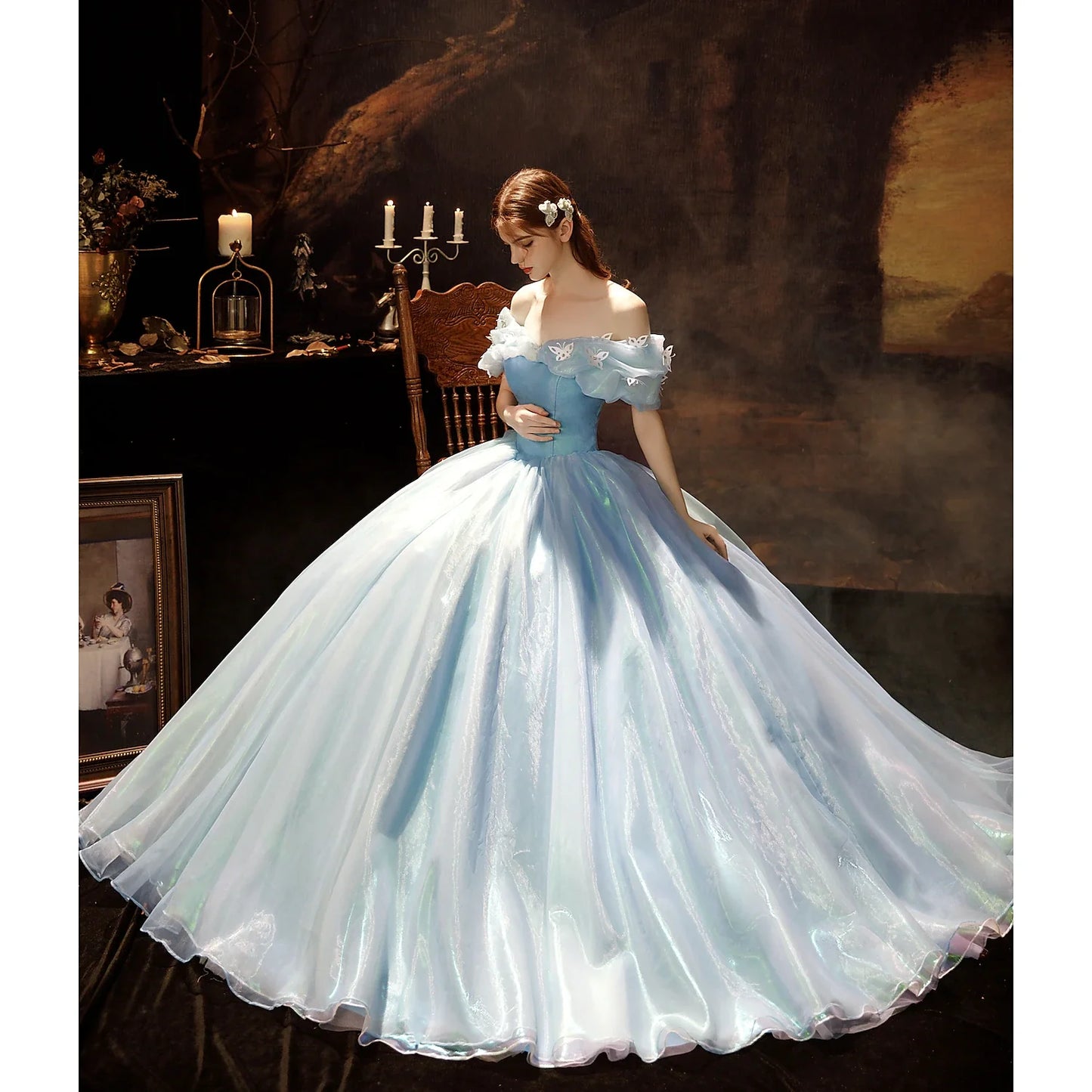 Princess Shakespeare Gothic Rococo Vintage Inspired Princess Dress Party Costume Masquerade Prom Dress Women's Costume Vintage Cosplay Party Masquerade Wedding Party 3/4-Length Sleeve Ball Gown Dress