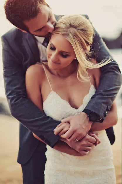 Sexy Backless Mermaid Lace Beach Wedding Dresses