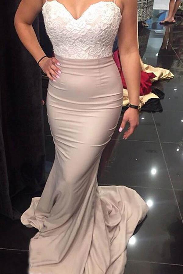 Mermaid / Trumpet Prom Dresses Formal Wedding Party Sweep / Brush Train Sleeveless Long Bridesmaid Dresses