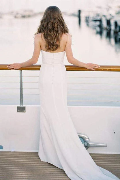 Simple Off White Mermaid Wedding/Bridal Dresses Sweetheart Neck