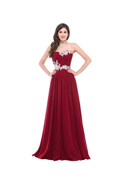 Strapless Long  with Appliques Prom Dresses