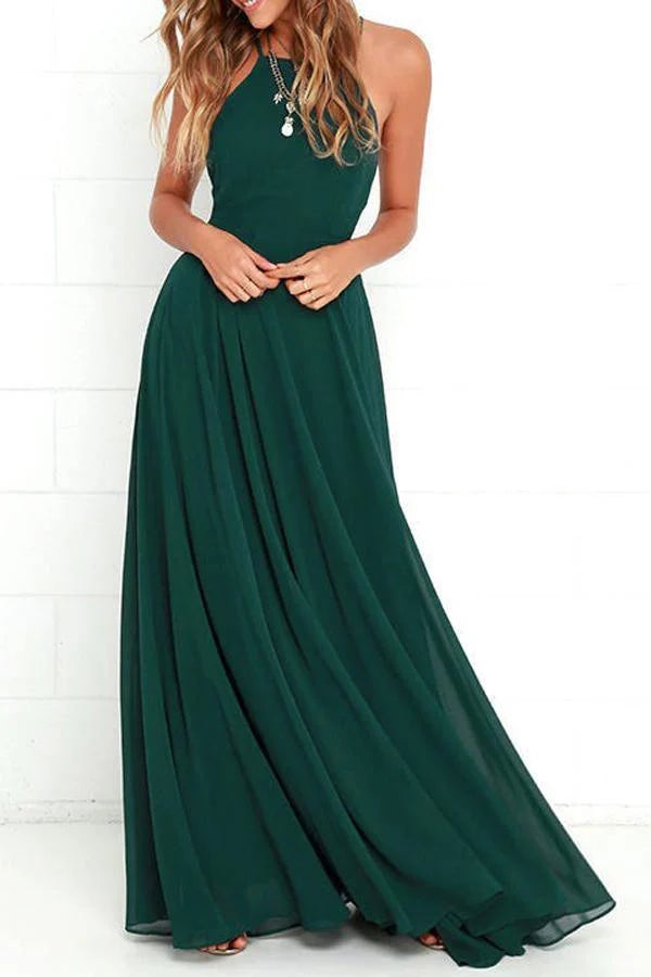 Straps Long Bridesmaid Dress with Criss Cross Back