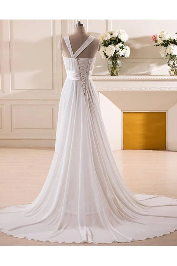 Sweetheart Chiffon Wedding Dress with Handmade Flower