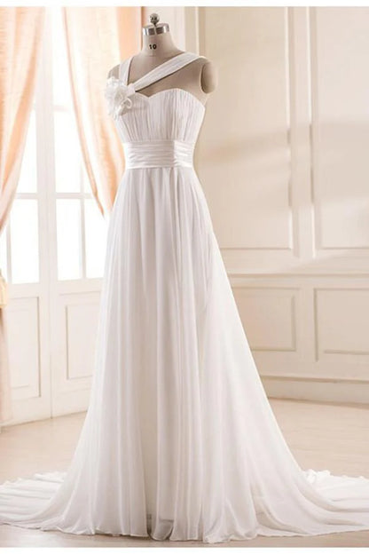 Sweetheart Chiffon Wedding Dress with Handmade Flower