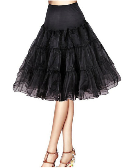 Girl Under Skirt Petticoat Hoop Skirt Half Slip Knee Length Solid Colored Petticoat