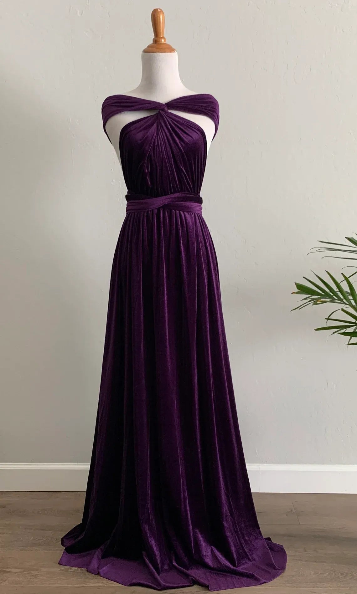 Customized version Autumn Winter Velvet long dress wrap dress wrinkle fantastic Unique velvet bridesmaid dress