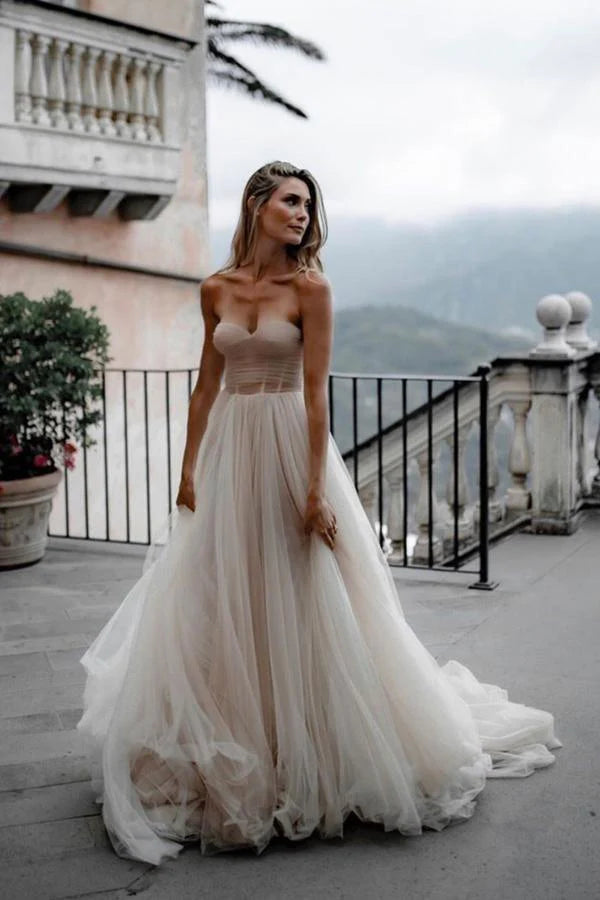 Tulle Bridal dresses Sweetheart Neckline Minimalist Wedding Dresses