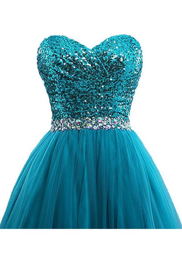 Tulle Sequin Ball Gown Prom Dresses Evening Gown