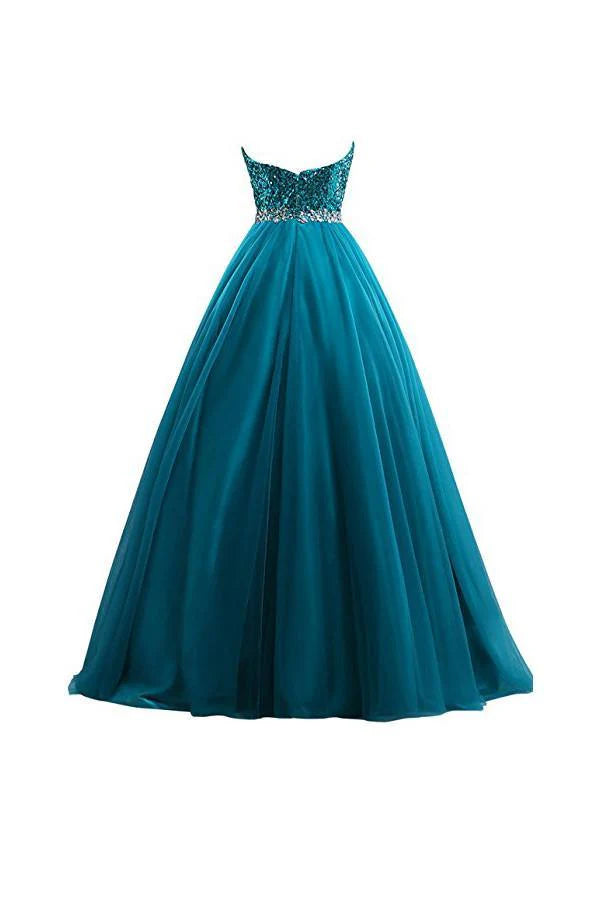 Tulle Sequin Ball Gown Prom Dresses Evening Gown