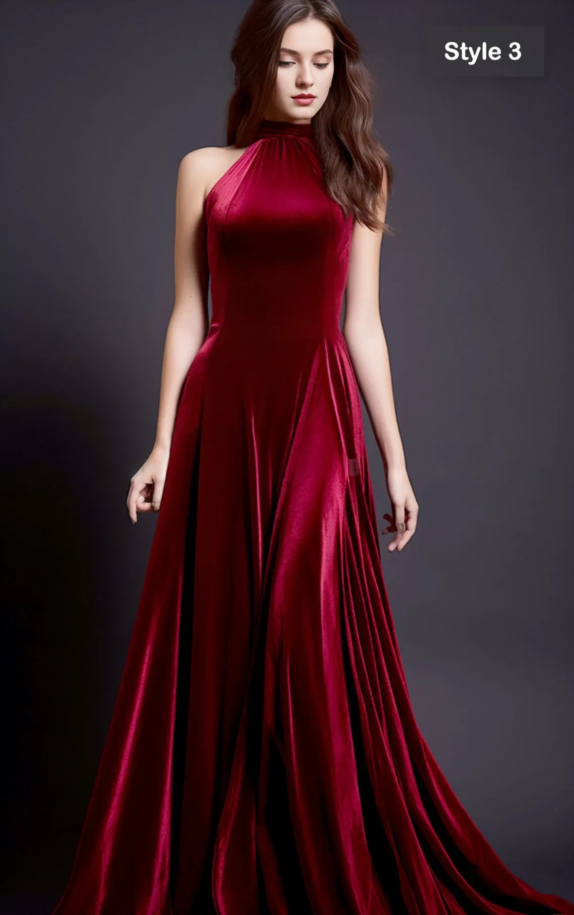 Refined Vintage Velvet Dress Autumn Winter Customized version Simple Elegance Bridesmaid Gown