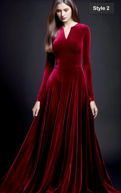 Refined Vintage Velvet Dress Autumn Winter Customized version Simple Elegance Bridesmaid Gown