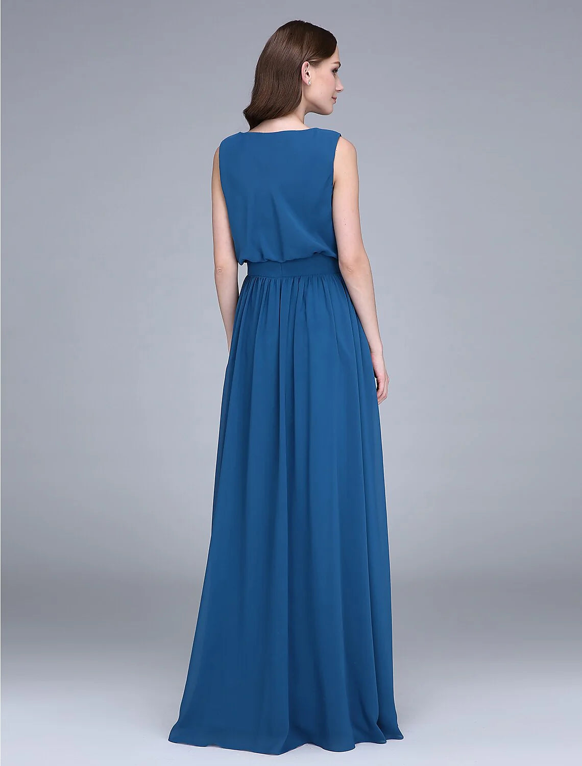 Sheath / Column Bridesmaid Dress Jewel Neck Sleeveless Floor Length Chiffon with Sash / Ribbon